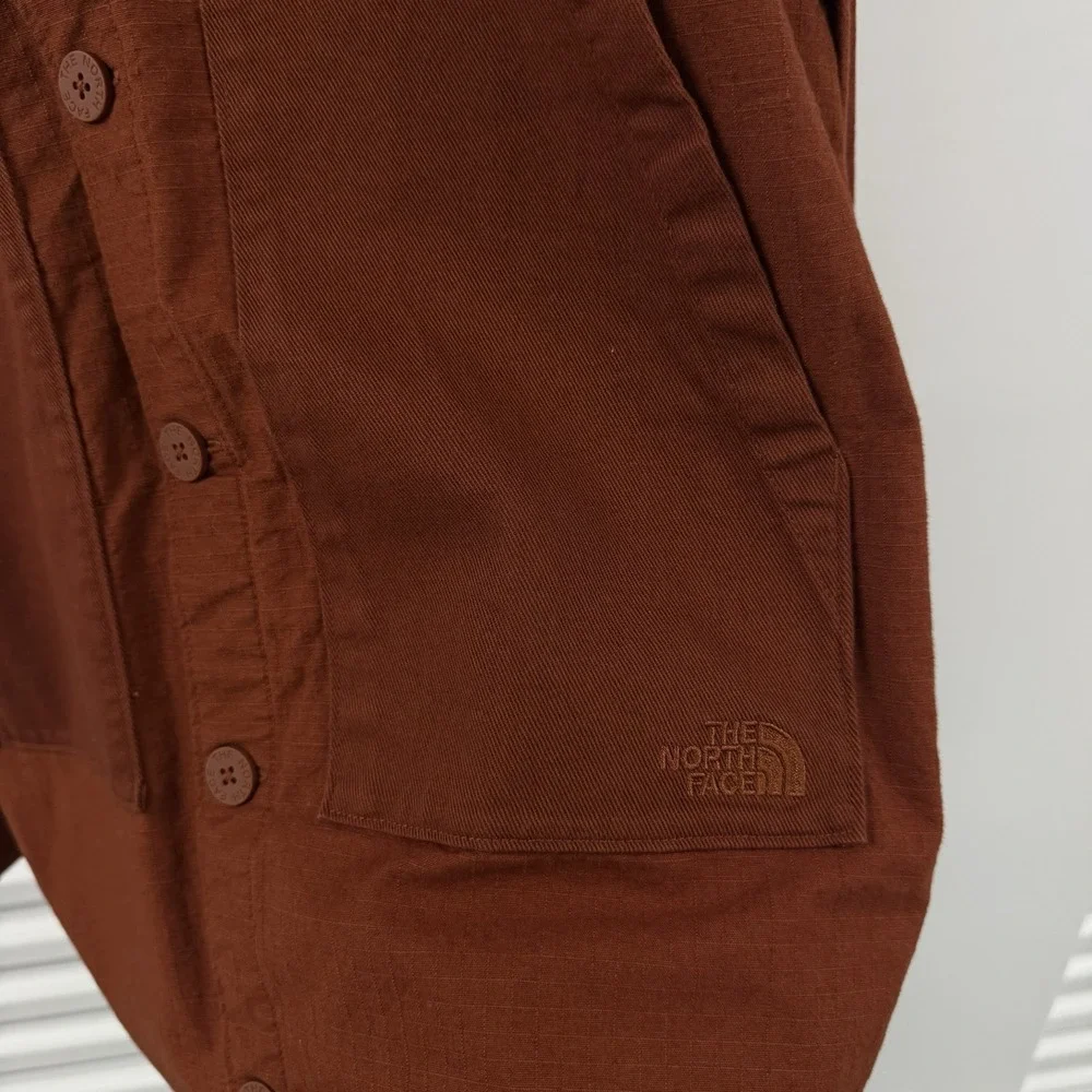 The North Face Mens M Rust Brown Button Front Utility Shirt Jacket Overshirt
